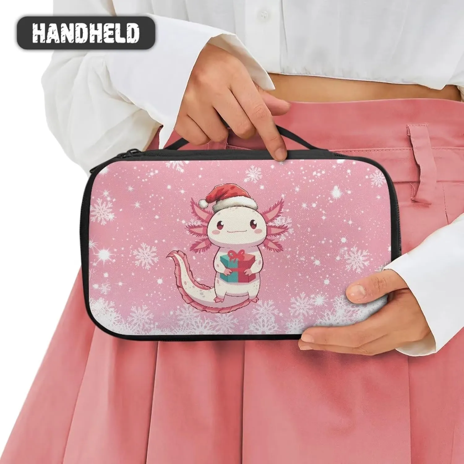 COEQINE Axolotl Makeup Bag Organizer Large Capacity Travel Toiletry Bag For Women Travel Portable Handing Organizer for Shampoo Conditiner Brushes Set Makup Accessories Chridtmas