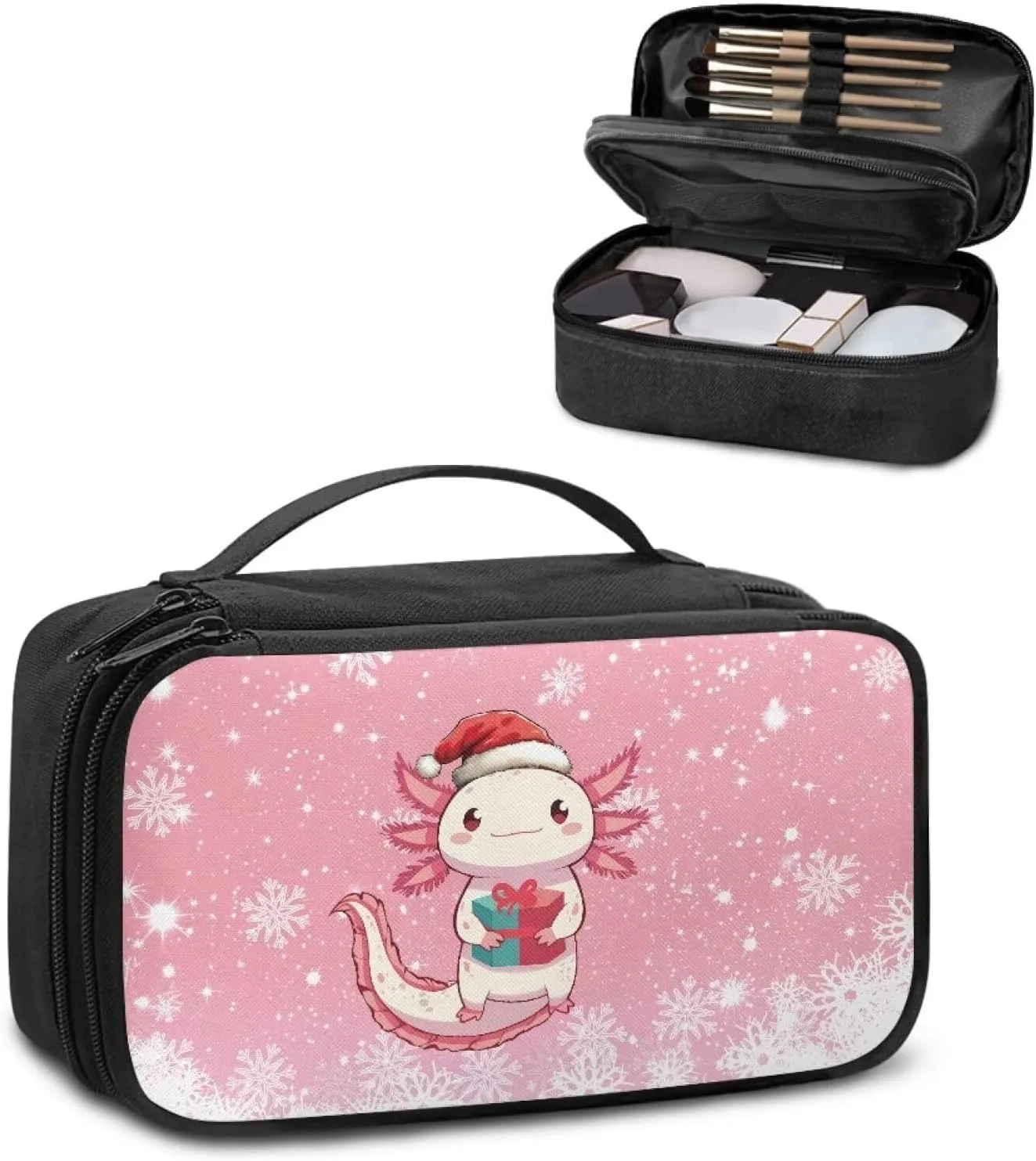 COEQINE Axolotl Makeup Bag Organizer Large Capacity Travel Toiletry Bag For Women Travel Portable Handing Organizer for Shampoo Conditiner Brushes Set Makup Accessories Chridtmas