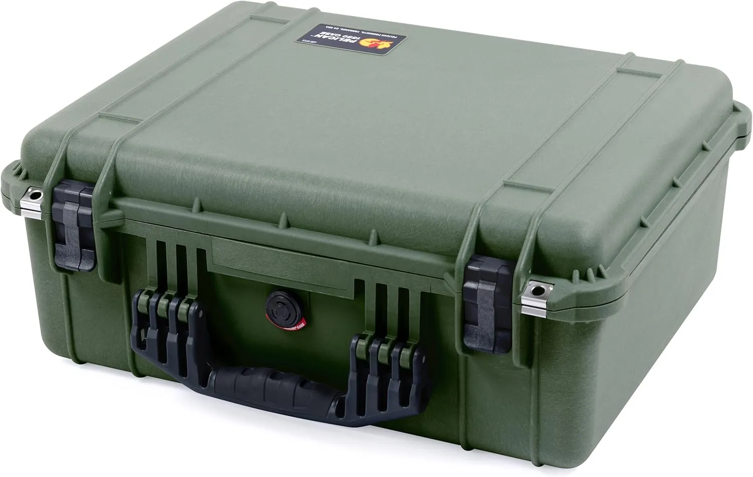 ColorCase Pelican 1550 Case OD Green - Medium Size Waterproof Case with Pick & Pluck Foam Set & Convoluted Lid Foam - Black Handles & Latches