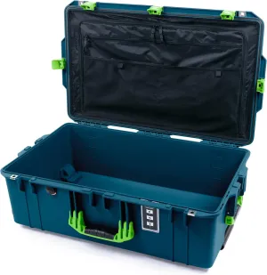 ColorCase Pelican 1595 Case Indigo - Large Sized Waterproof Case with Combo Pouch Lid Organizer- Lime Green Handles & Latches