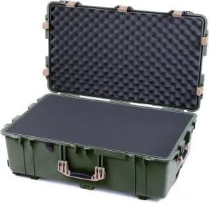 ColorCase Pelican 1650 Case OD Green - Large Sized Rolling Waterproof Case with Pick & Pluck Foam & Convoluted Lid Foam - Desert Tan Handles & Latches