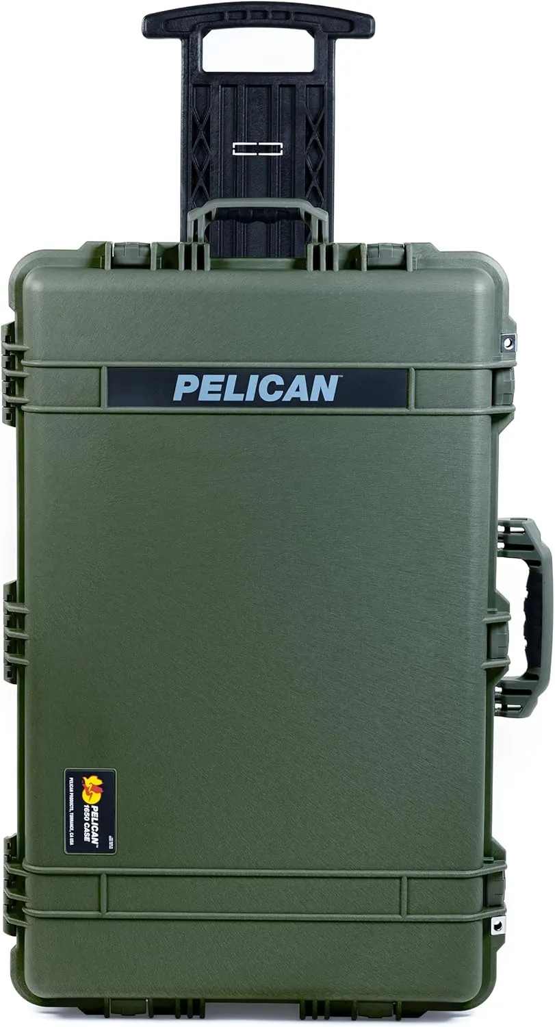 ColorCase Pelican 1650 Case OD Green - Large Sized Rolling Waterproof Case with Pick & Pluck Foam & Convoluted Lid Foam - OD Green Handles & Latches