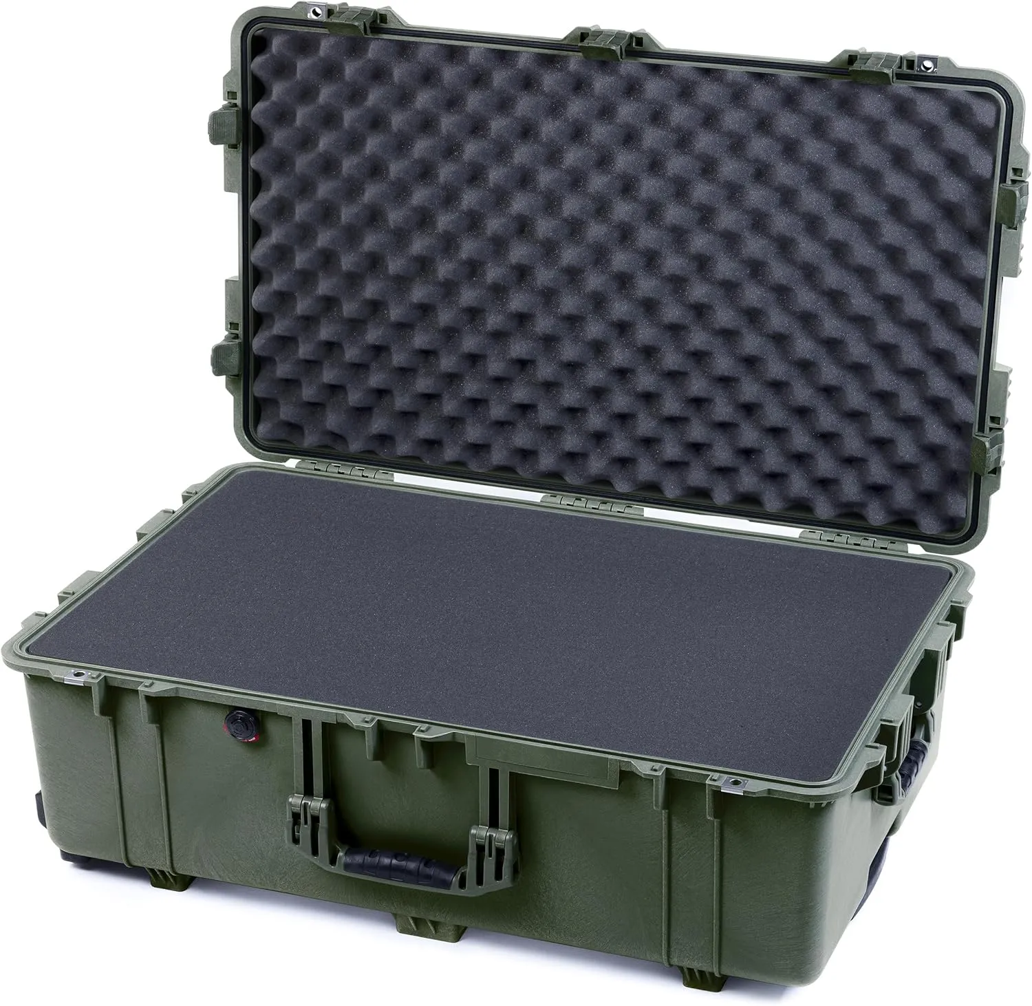 ColorCase Pelican 1650 Case OD Green - Large Sized Rolling Waterproof Case with Pick & Pluck Foam & Convoluted Lid Foam - OD Green Handles & Latches