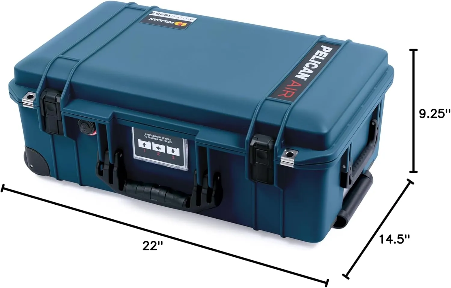 ColorCase Pelican Air 1535 Carry-on Case Deep Pacific Blue - Medium Size Waterproof Case with Pick & Pluck Foam & Convoluted Lid Foam - Black Handles & Latches