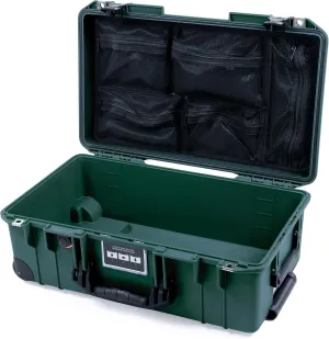 ColorCase Pelican Air 1535 Carry-on Case Trekking Green - Medium Size Waterproof Case with Mesh Lid Organizer Only - Black Handles, TSA Locking Latches & Trolley