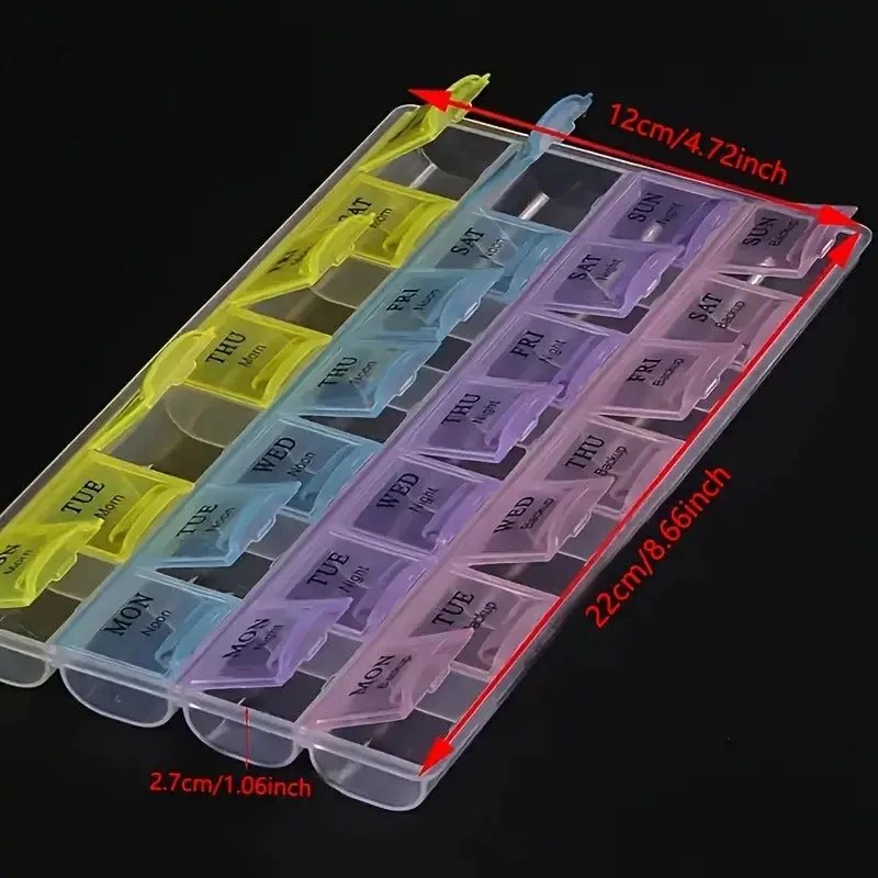 Colorful 28-Compartment Pill Organizer - Portable, Large Capacity Health Care Box