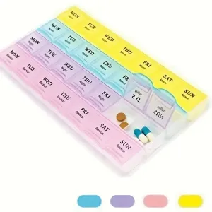 Colorful 28-Compartment Pill Organizer - Portable, Large Capacity Health Care Box