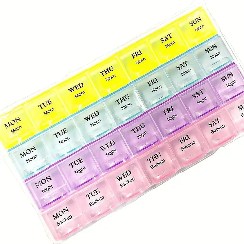 Colorful 28-Compartment Pill Organizer - Portable, Large Capacity Health Care Box