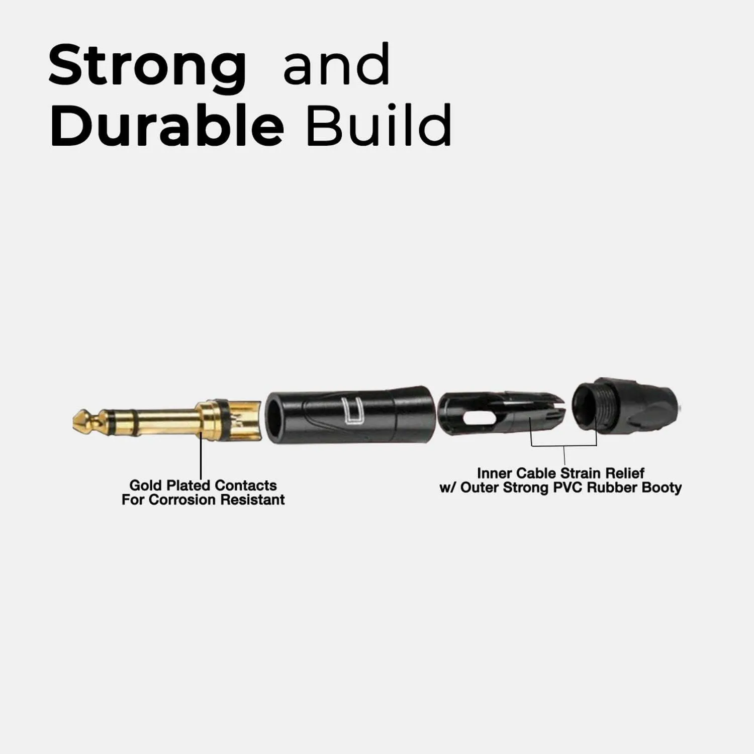 COLUBER CABLE 1/4 TRS Male to 1/4" TRS Male - 1 Feet - Red - 1/4 (6.35mm) Stereo Balanced Male to Male Connector for Powered Speakers, Audio Interface or Mixer for Live Performance & Recording