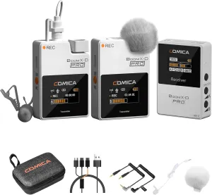 COMICA BoomX-D PRO Wireless Lavalier Microphone System with Internal Recording,USB-C Digital Output,Safety Track, Wireless Lapel Mic for DSLR Camera/iPhone/Android/PC/Vlog/Live Streaming-White