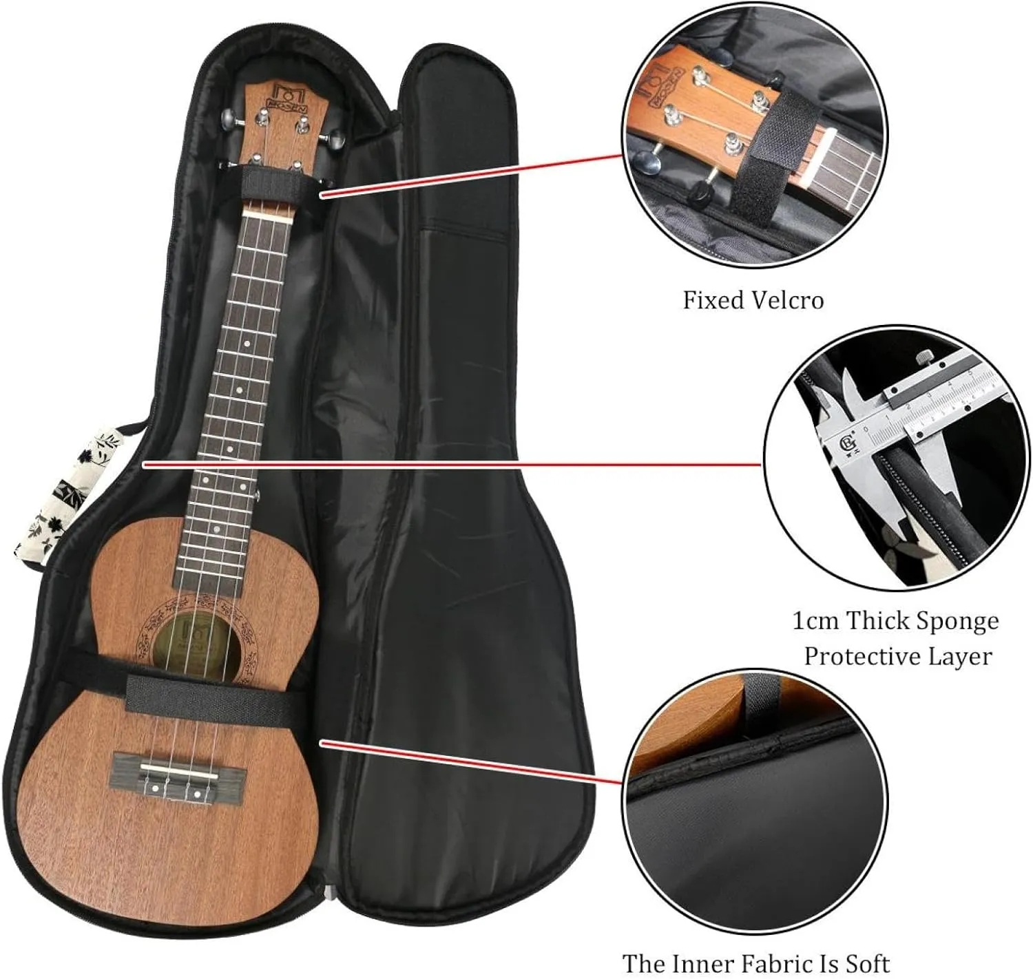 Concert Ukulele Case Letter J Surrounded by Wreath Aesthetic Pattern Soft Thick Padded Ukulele Backpack 10MM thick Sponge Padding
