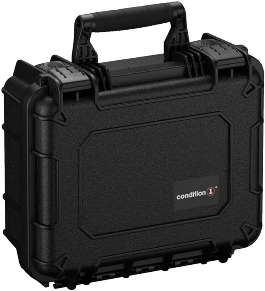 Condition 1 14" Medium Waterproof Hard Travel Case with Foam Heavy-Duty Protective Portable Storage Box, Camera, Tool, Handgun, Made in USA, 075, 13.5"x11.5"x6"