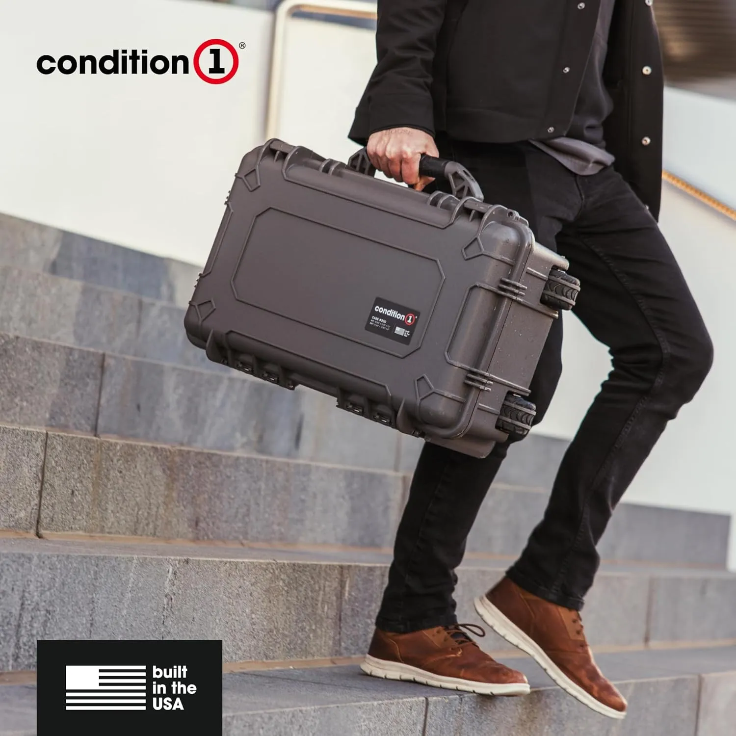 Condition 1 22" Large Rolling Lockable Hard Storage Case with Foam, Model 300, Waterproof Protective Box for Camera, Tactical, Scientific Gear, Made in USA, 21.84"x13.82"x9", Blue