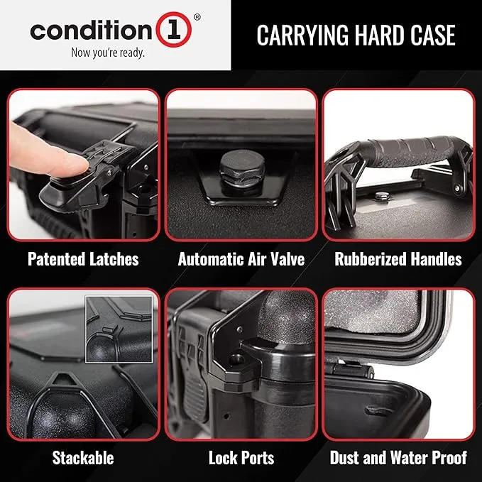 Condition 1 45" Long Hard Shell Carrying Case with Wheels, Waterproof, Protective, Storage for Music Equipment, Camera, Travel Case, Made in USA, 2191, 44.52"x16.30"x12.90" Black