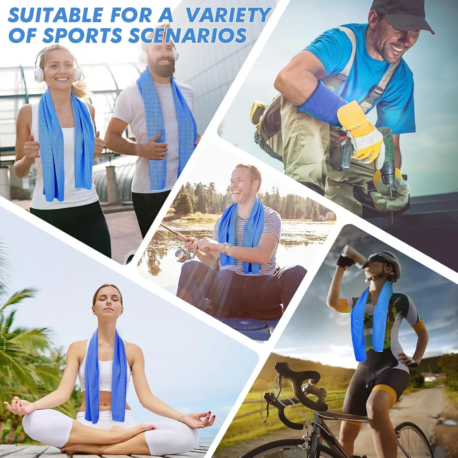 Cooling Towels for Neck and Face - 8 Pack 47x12 Inch Ice Cold Microfiber Towels, Soft & Breathable Cooling Towel for Hot Weather, Sports, Yoga, Workout, Running, Golf, Camping
