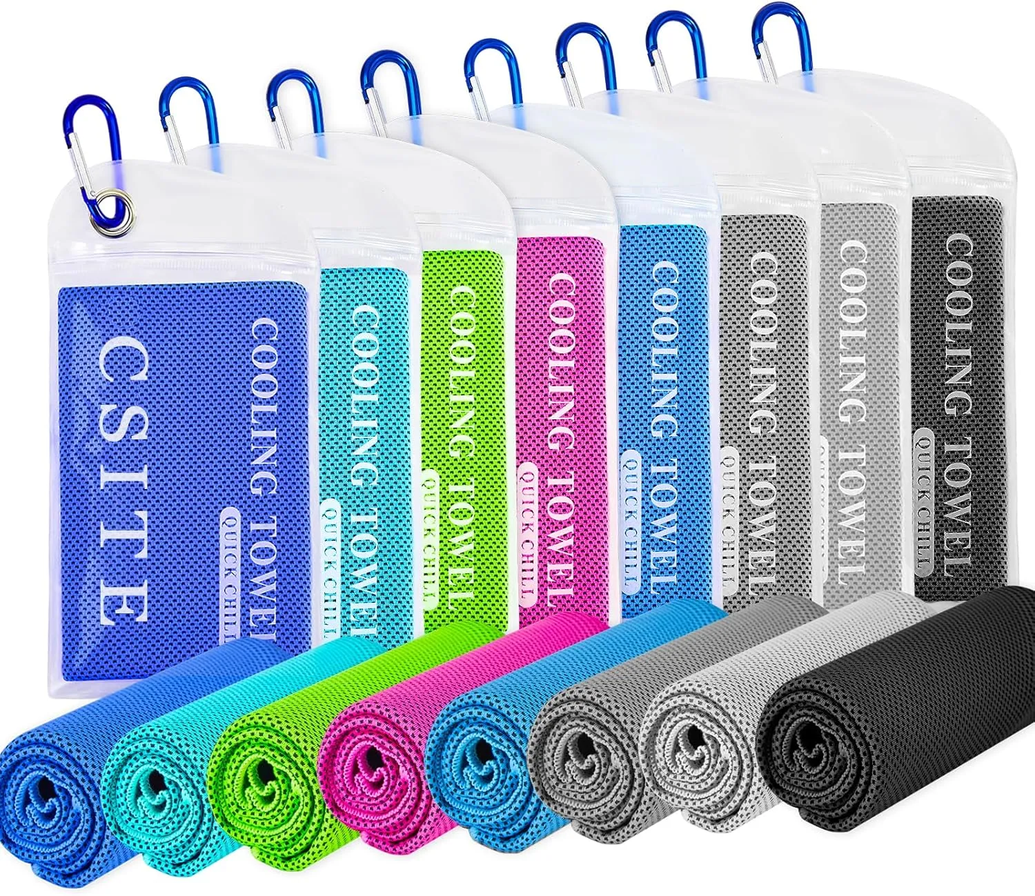 Cooling Towels for Neck and Face - 8 Pack 47x12 Inch Ice Cold Microfiber Towels, Soft & Breathable Cooling Towel for Hot Weather, Sports, Yoga, Workout, Running, Golf, Camping