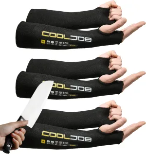 COOLJOB 3 Pairs 14/18in A4 Cut Resistant Sleeves with Thumb Hole, UV Sun Protection Arm Sleeves for Thin Skin Farmer Gardener