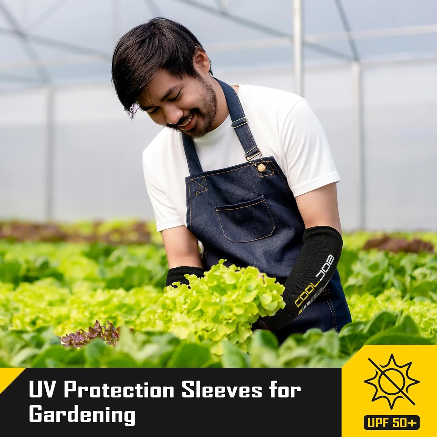 COOLJOB 3 Pairs 14/18in A4 Cut Resistant Sleeves with Thumb Hole, UV Sun Protection Arm Sleeves for Thin Skin Farmer Gardener