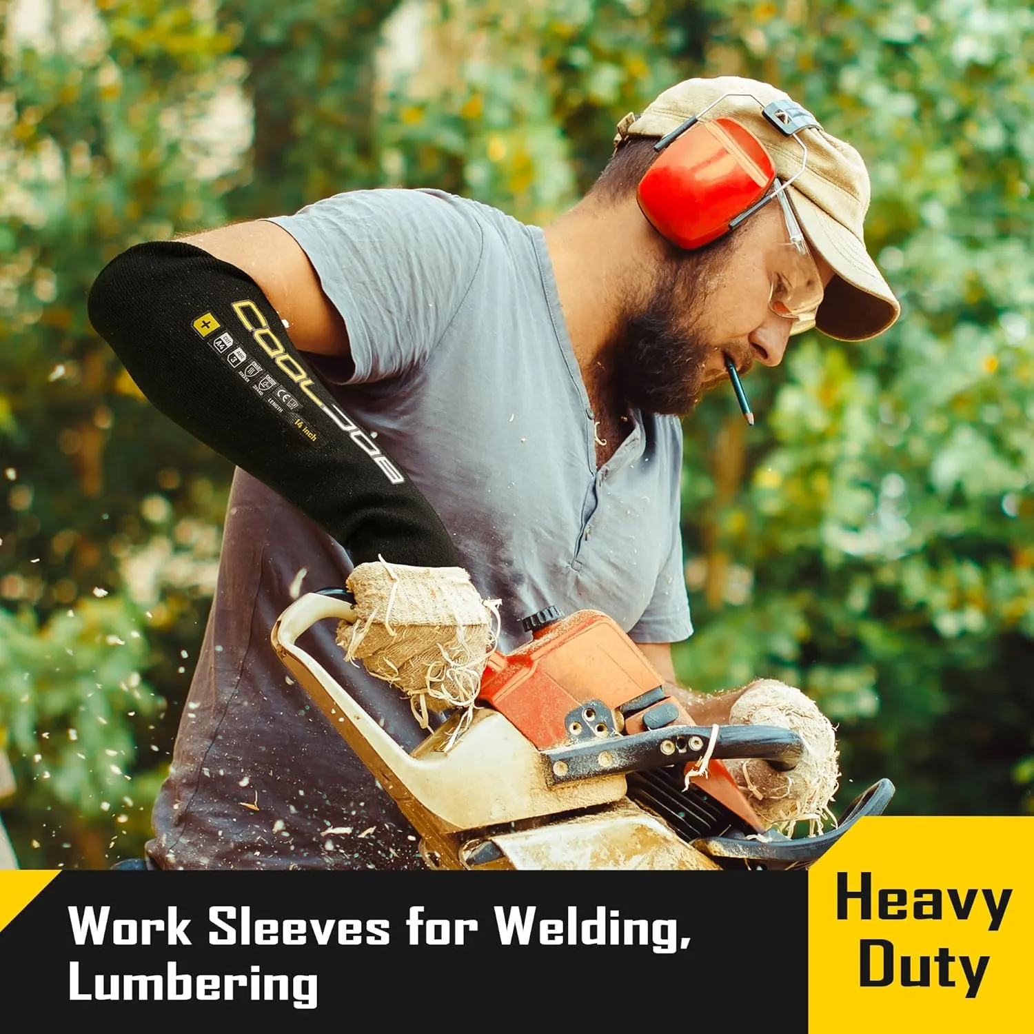 COOLJOB 3 Pairs 14/18in A4 Cut Resistant Sleeves with Thumb Hole, UV Sun Protection Arm Sleeves for Thin Skin Farmer Gardener