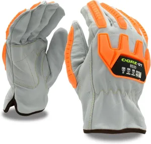 Cordova 8535 OGRE-GT Premium Grain Goatskin Gloves,Aramid/GlassFabric Lined,Padded Palm,Orange TPR Protector,ANSI Cut Level4