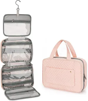 Cosmetic Bag Organizer for Travel, 4 in 1 Makeup Bag, Toiletry Bag, 4 Sections Wet & Dry Separated Travel Organizer Bag, Toiletries Accessories(Pink)
