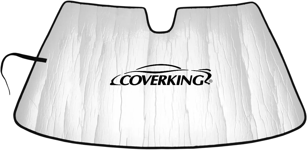 Coverking Custom Fit Windshield Sunshade/Frost Shield Designed for Select Hyundai Models: Reflective, Foldaway/Roll-Up with Hook and Loop Closure