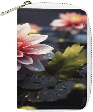 Credit Card Wallet,Flower Card Cases Holder Credit Card Holder Wallet with Card Slots Coin Cash Zipper Purse Case Wallet