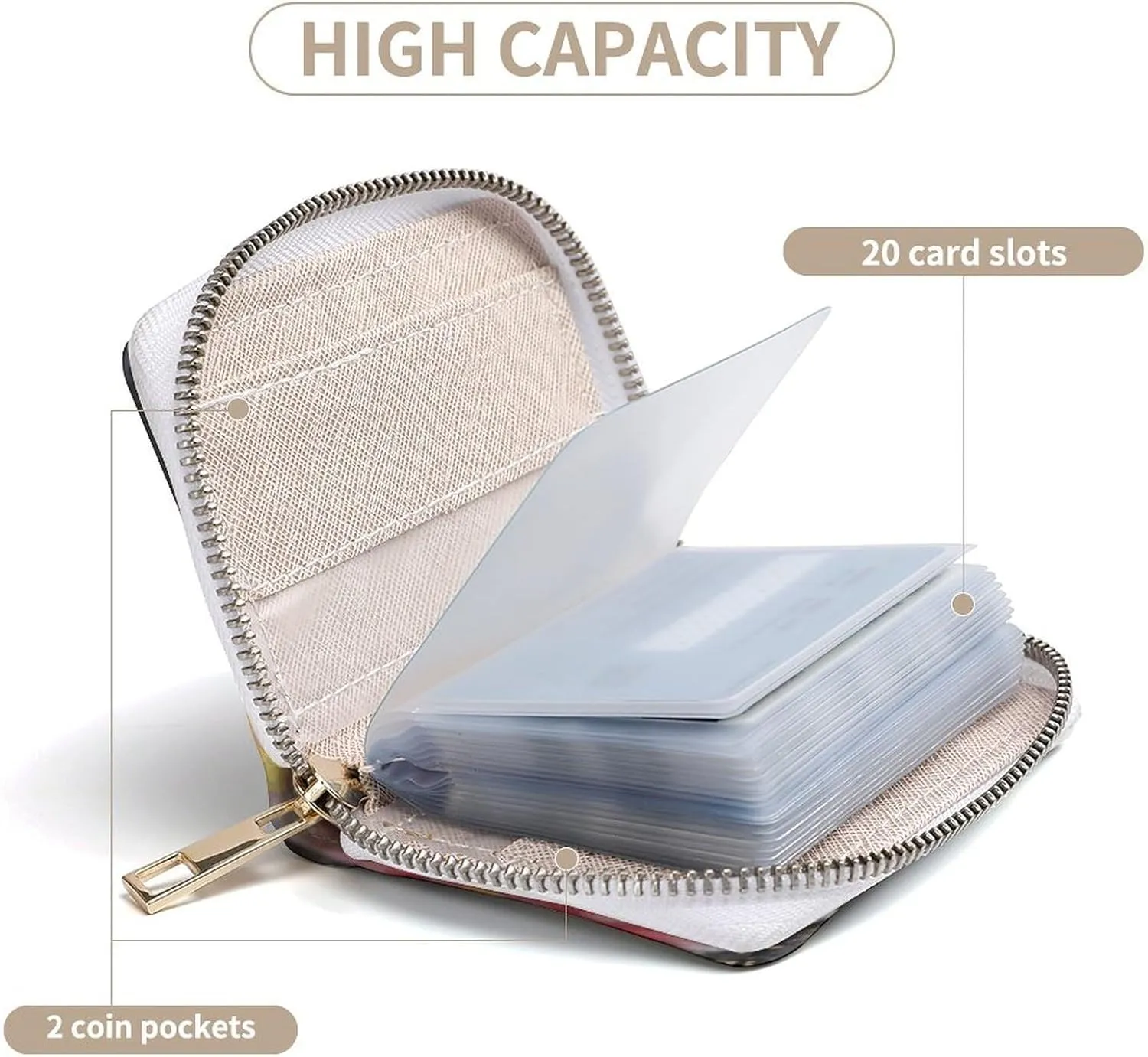 Credit Card Wallet,Flower Card Cases Holder Credit Card Holder Wallet with Card Slots Coin Cash Zipper Purse Case Wallet