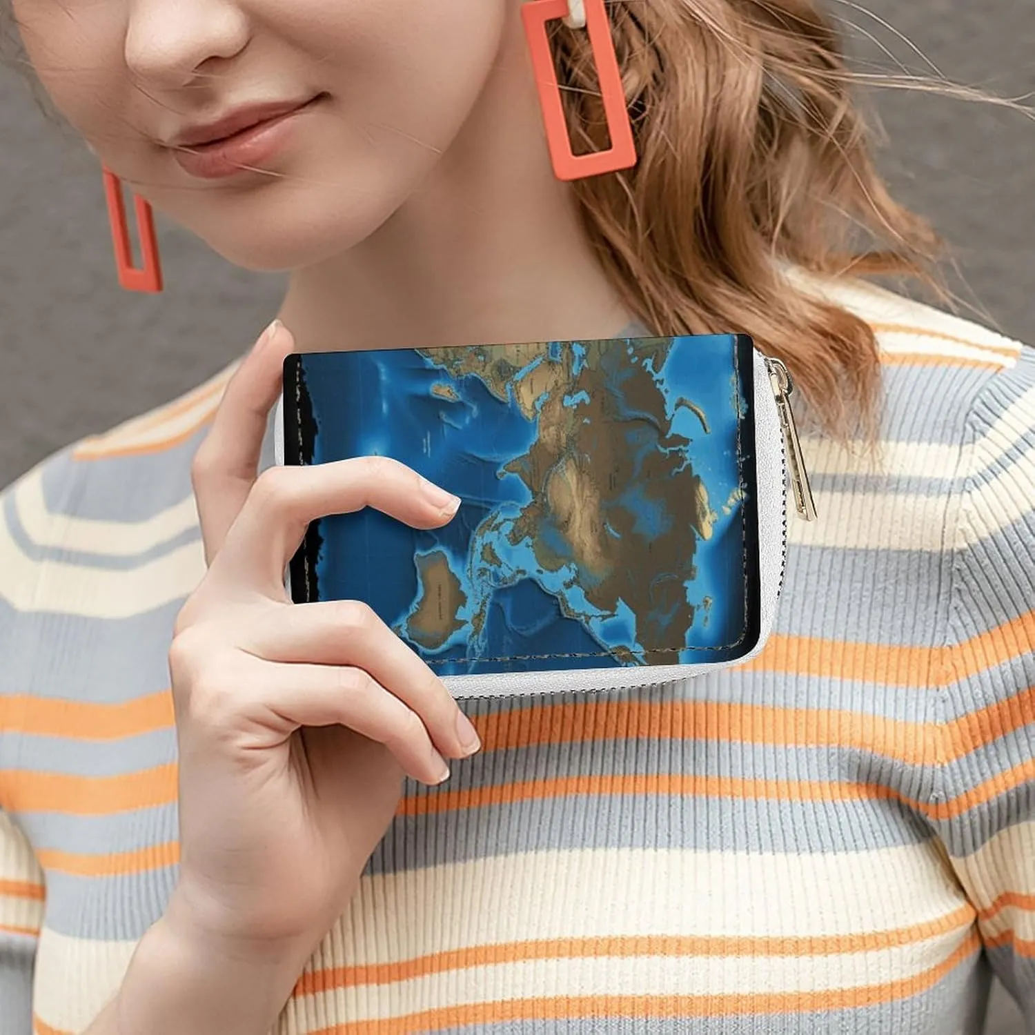 Credit Card Wallet,World Map Card Cases Holder Credit Card Holder Wallet with Card Slots Coin Cash Zipper Purse Case Wallet
