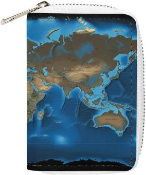 Credit Card Wallet,World Map Card Cases Holder Credit Card Holder Wallet with Card Slots Coin Cash Zipper Purse Case Wallet