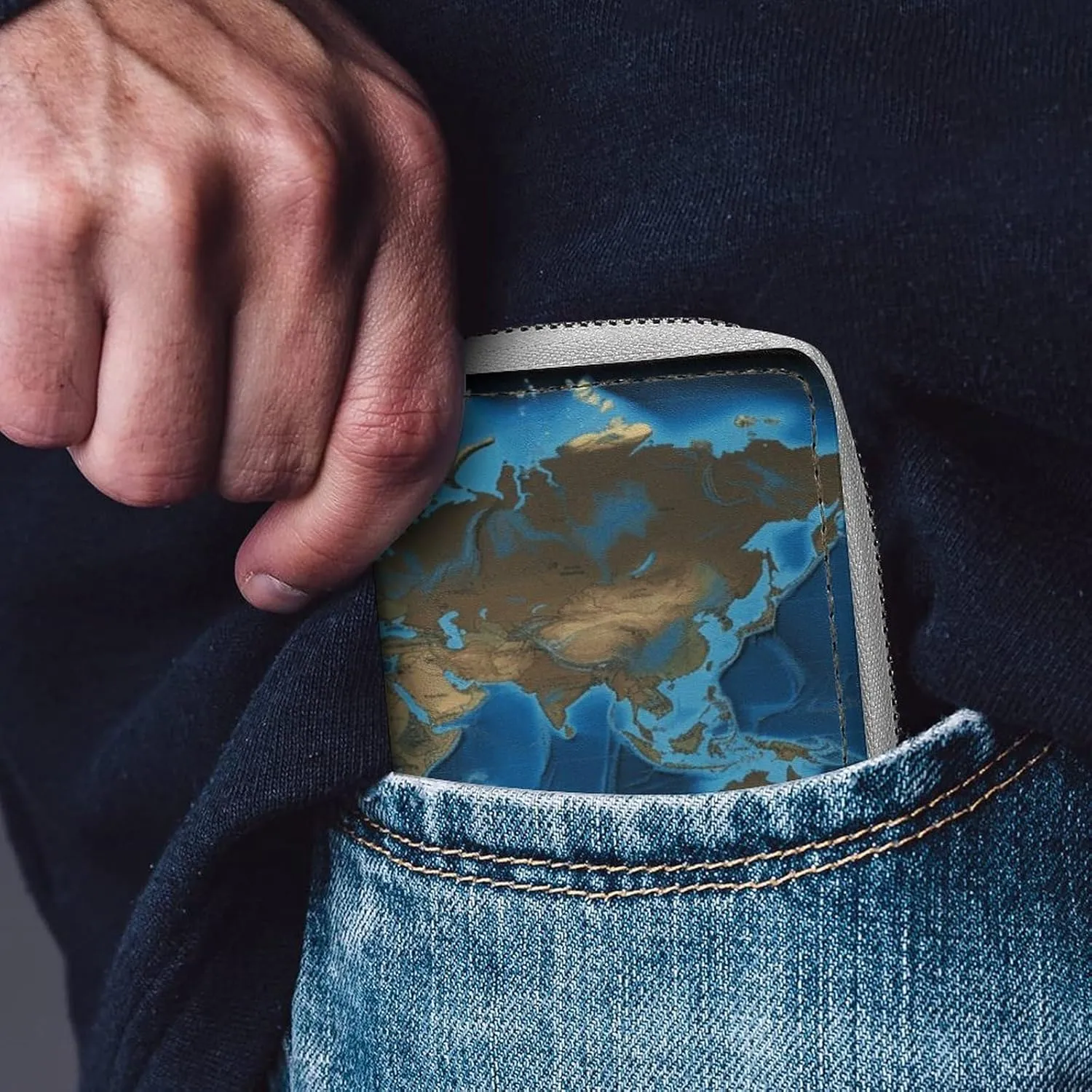 Credit Card Wallet,World Map Card Cases Holder Credit Card Holder Wallet with Card Slots Coin Cash Zipper Purse Case Wallet