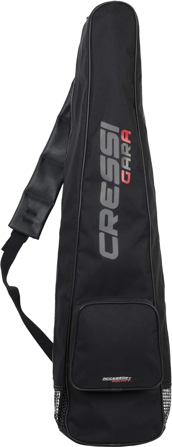 Cressi Roomy bag for Freediving Fins - Strong Resistant Material - Front Pocket - Adjustable Shoulder Strap - Zipper Closure - Designed in Italy,Black