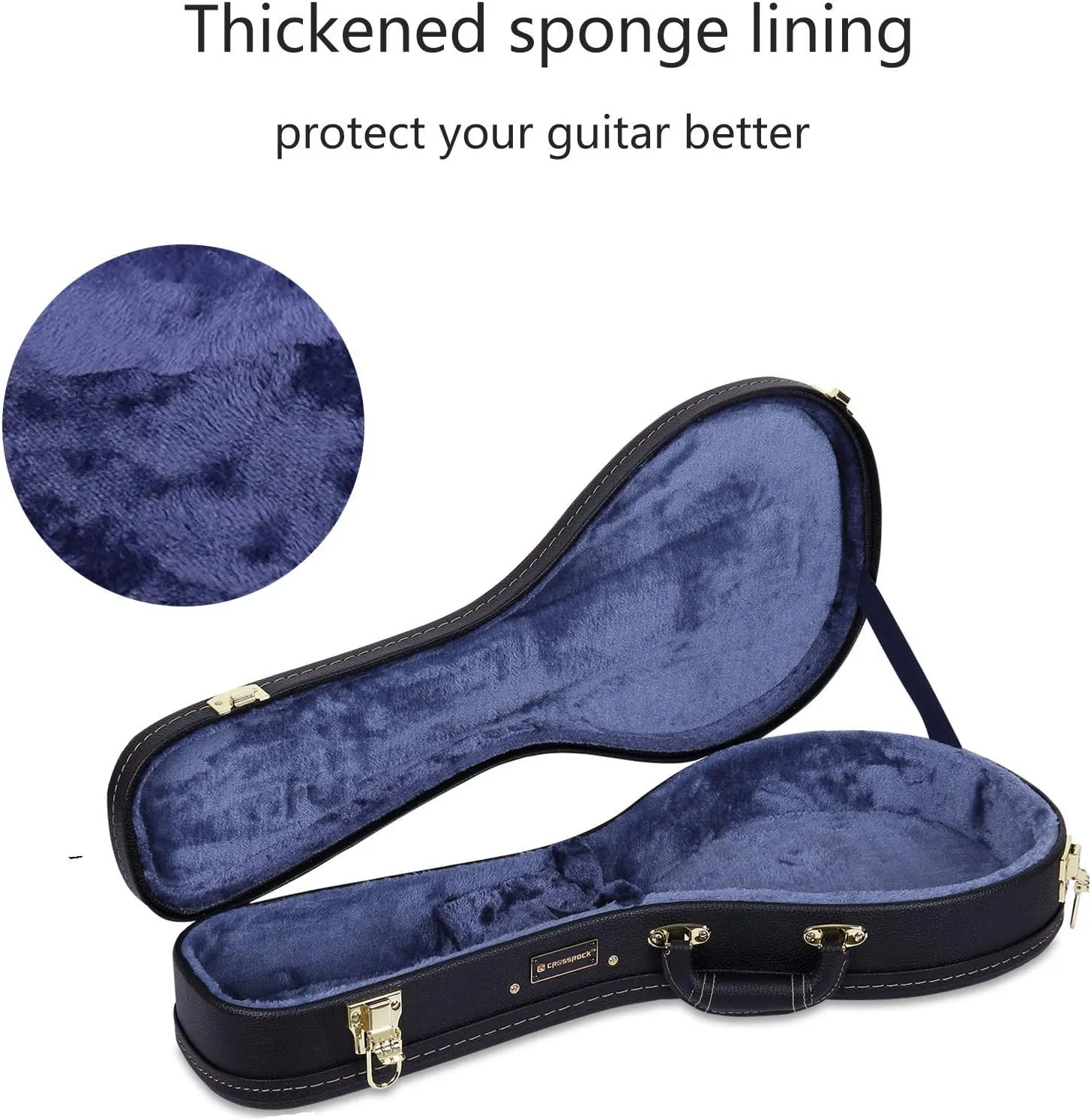 Crossrock Hard Shell Case for A-Style Mandolin in Black(CRW620MABK)