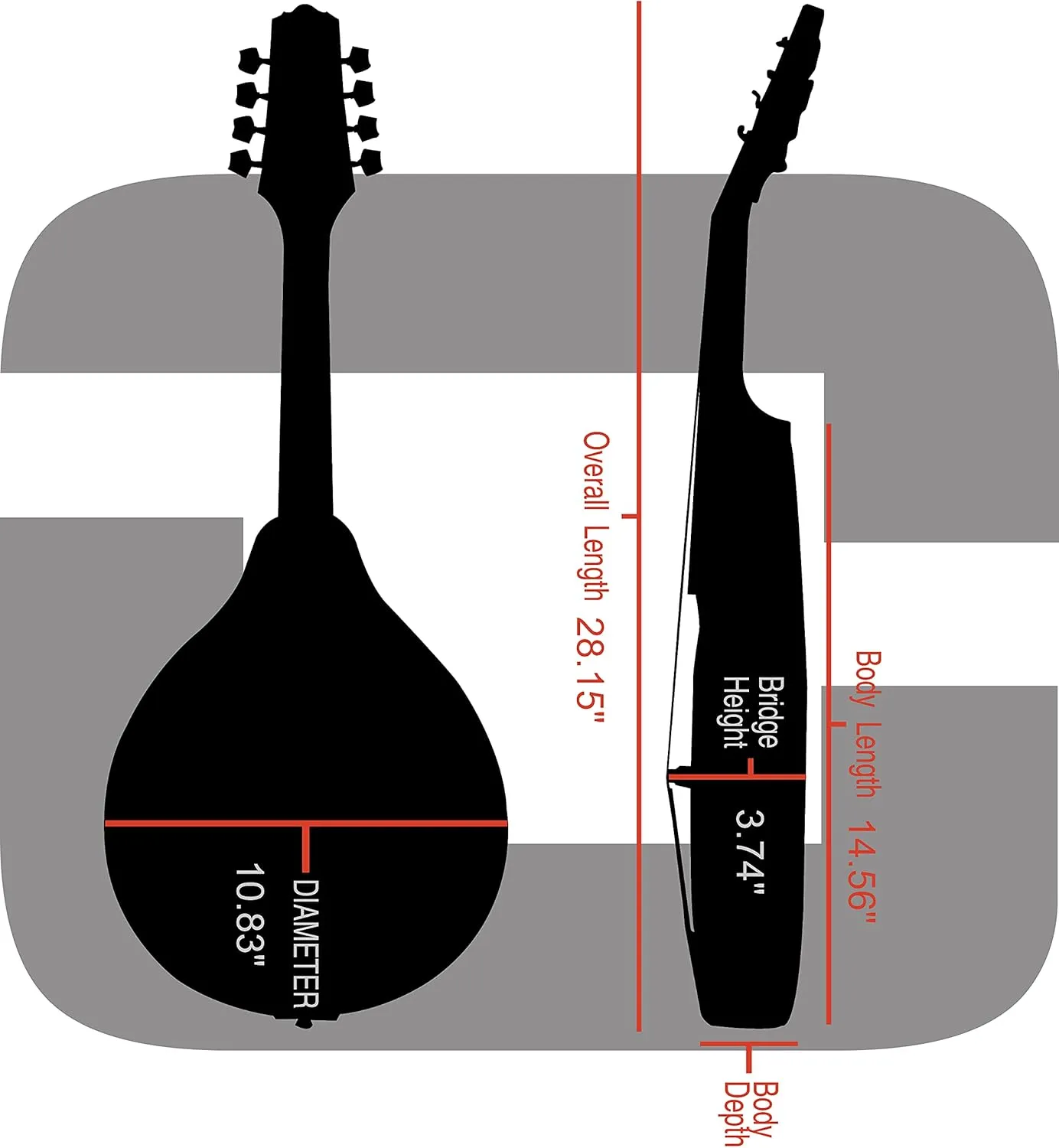Crossrock Hard Shell Case for A-Style Mandolin in Black(CRW620MABK)