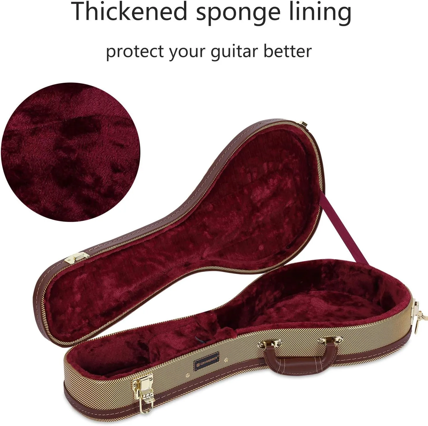 Crossrock Hard Shell Case for A-Style Mandolin in Vinyl Tweed(CRW620MATW)