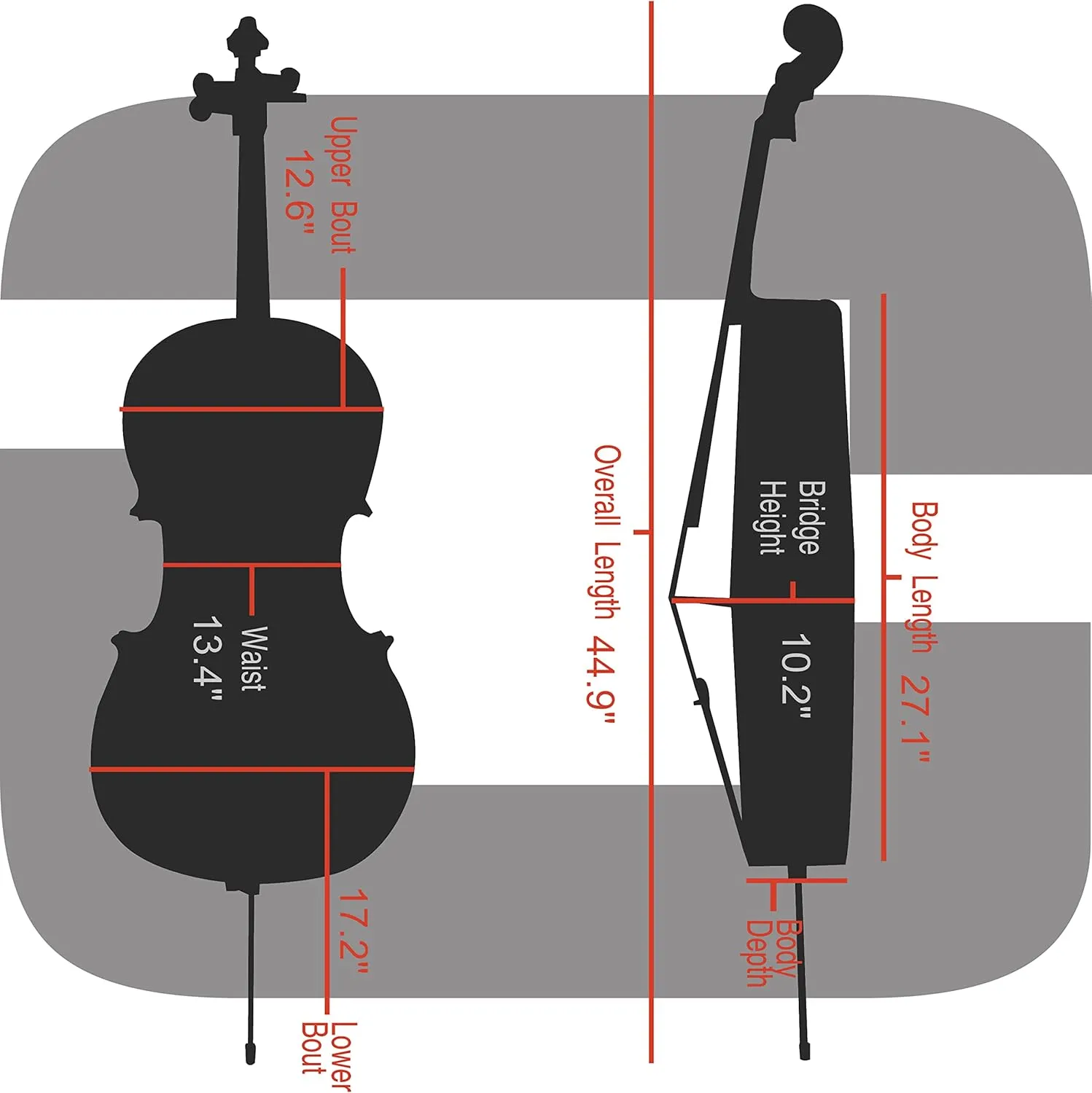 Crossrock Poly Carbon Composite Cello Case, for 3/4 Size Cello with backpack and wheels in Champagne(CRF1000CETCHHT)