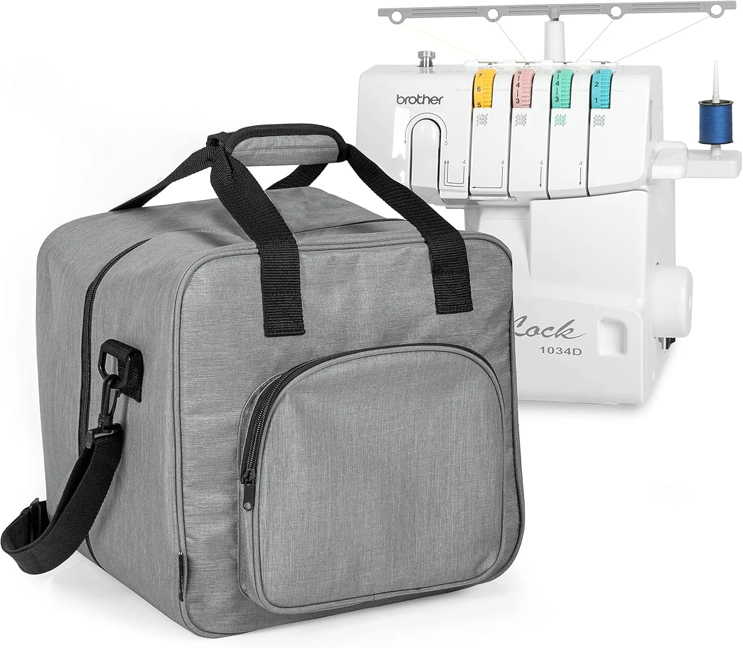 Crutello Sewing Machine Case - Universal Carrying Bag with Storage Pockets Compatible with Serger, Brother Sewing Machines, Measuring 13.75" x 12" x 13.5"