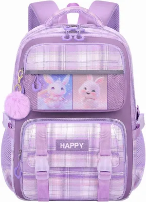 Cute Girls Backpack, Cartoon Kids School Bag 16.5 Inch Laptop Backpack with 2 Pencil Cases (Purple)