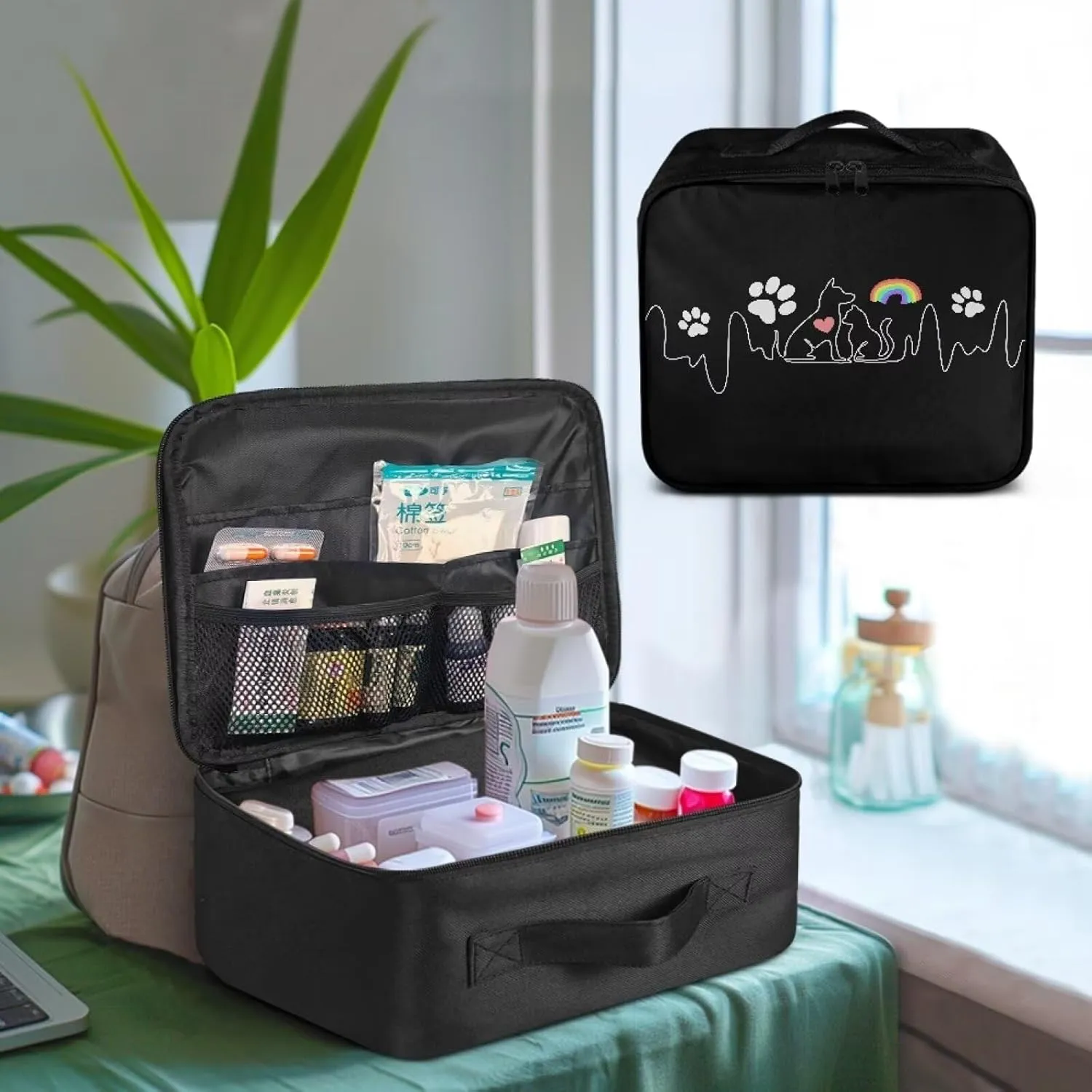 Cute Pet First Aid Kit for Home First Aid Case Empty Medical Bag Medicine Emergency Survival Kit Storage Box with Handles