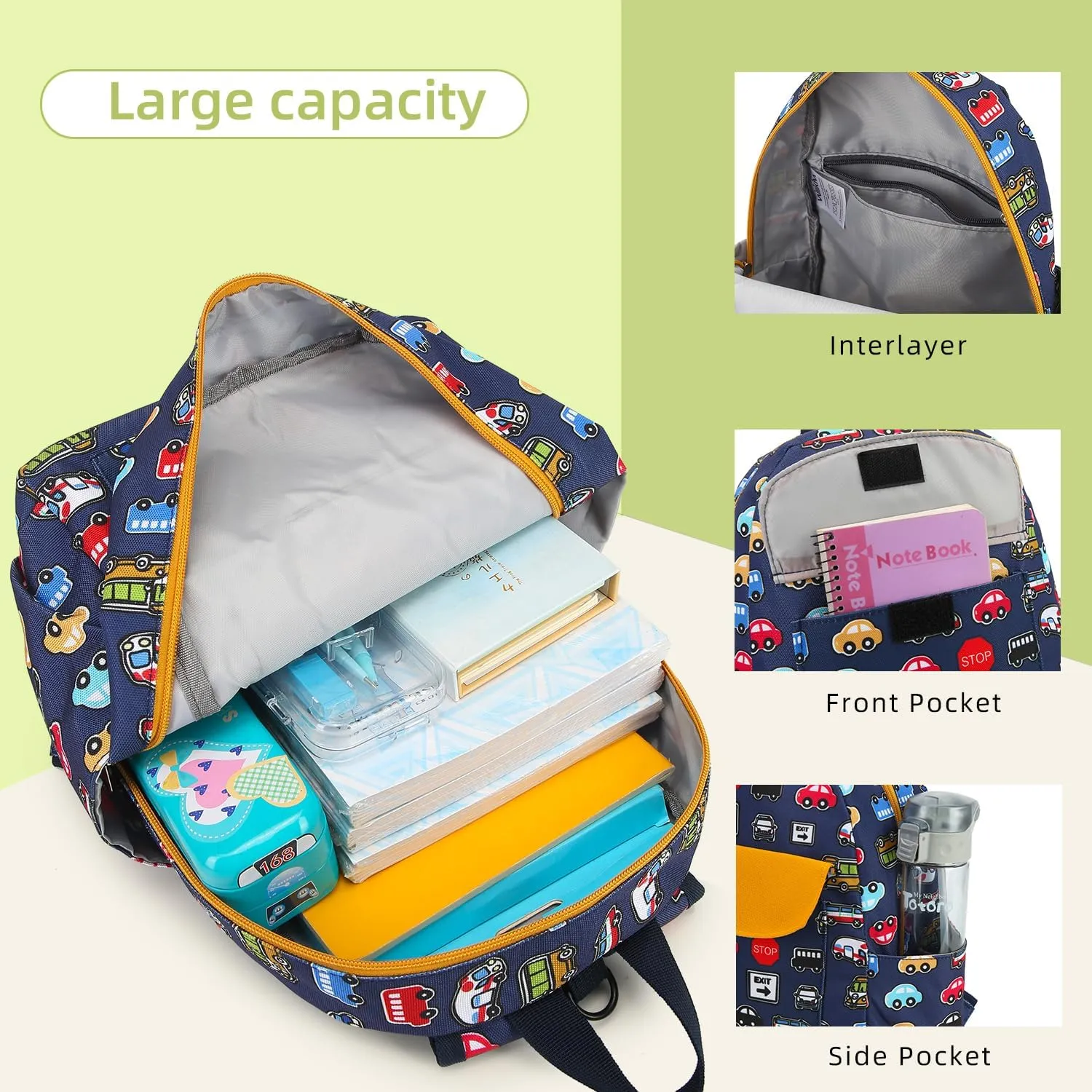 Cute Zoo Little 2d Backpack Kid Backpacks for Girls and Boys Toddler Backpack Waterproof Preschool Safety Harness Leash(DeepBlue Bus)
