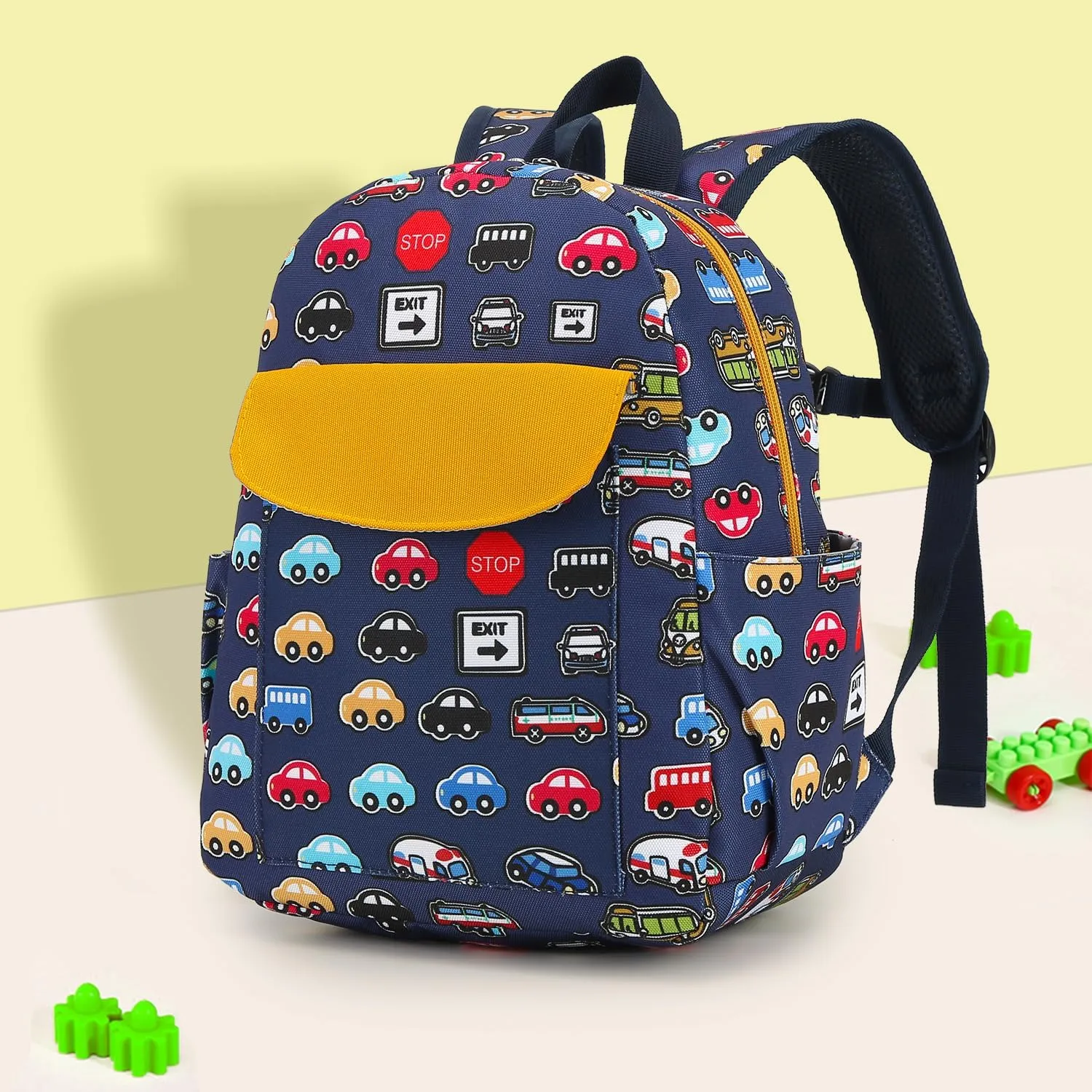 Cute Zoo Little 2d Backpack Kid Backpacks for Girls and Boys Toddler Backpack Waterproof Preschool Safety Harness Leash(DeepBlue Bus)