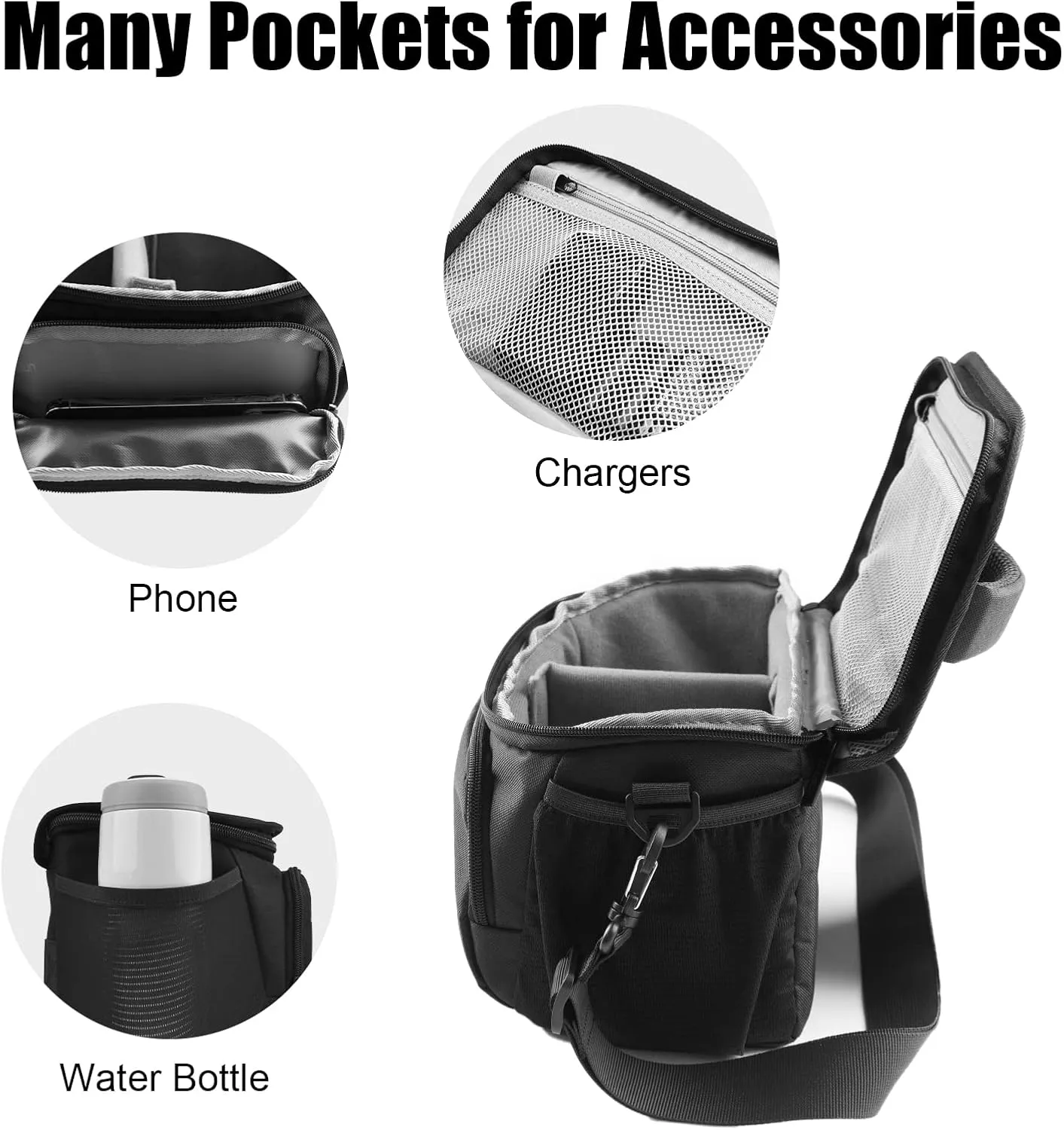 Cwatcun Small Camera Sling Bag Crossbody Camera Shoulder Case, Waterproof Travel Photography Messenger Bag for Canon, Nikon, Sony, Fuji DSLR/SLR/Mirrorless Cameras, Lens and Accessories