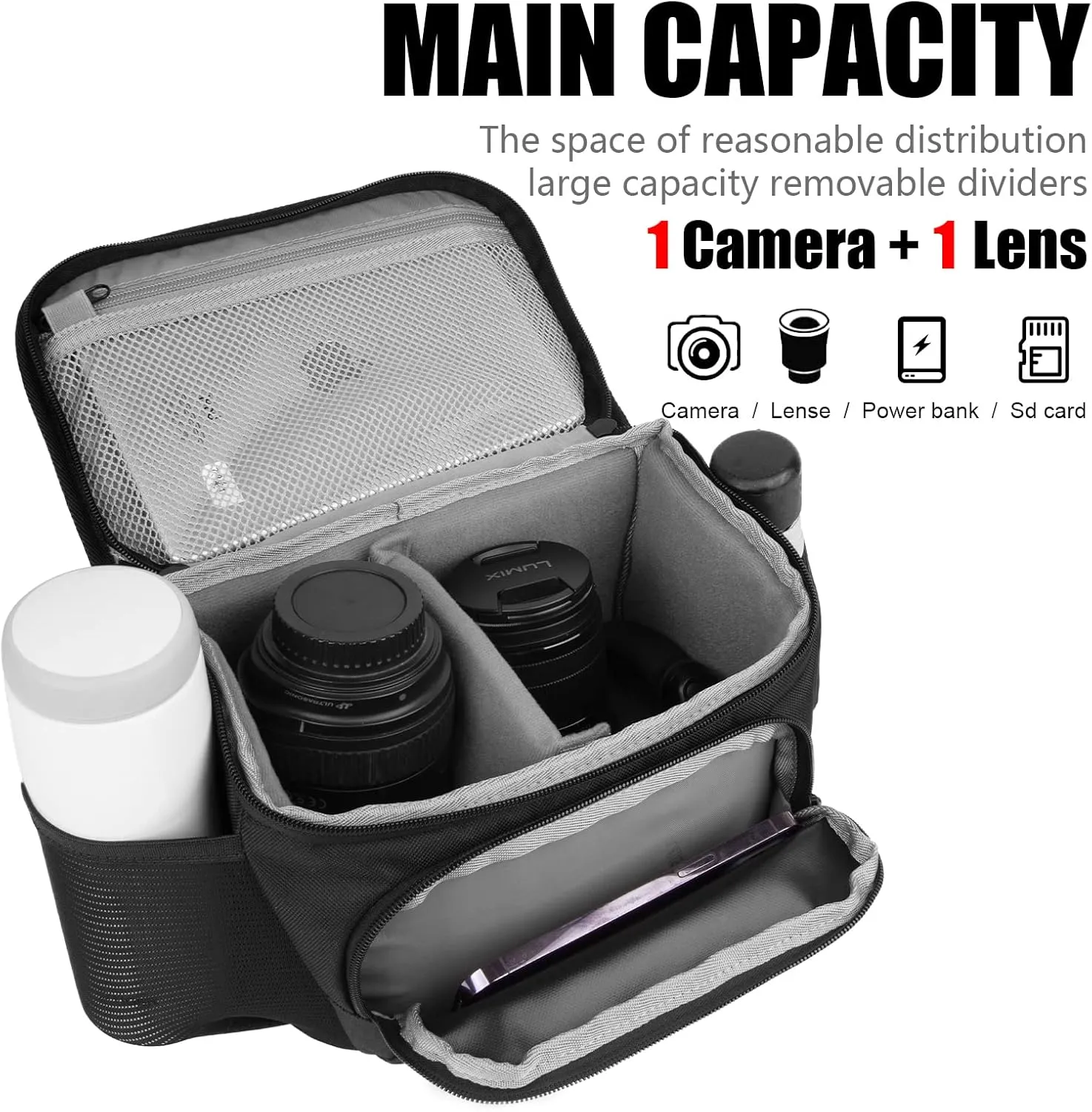 Cwatcun Small Camera Sling Bag Crossbody Camera Shoulder Case, Waterproof Travel Photography Messenger Bag for Canon, Nikon, Sony, Fuji DSLR/SLR/Mirrorless Cameras, Lens and Accessories