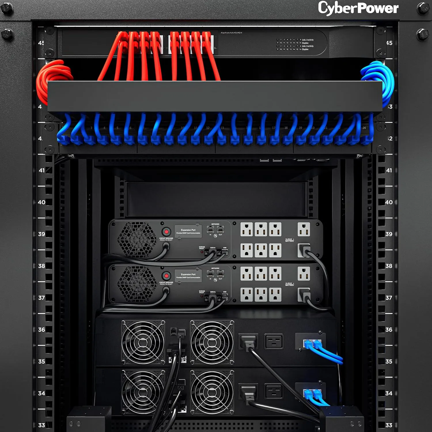 CyberPower CP1500PFCRM2U PFC Sinewave UPS System, 1500VA/1000W, 8 Outlets, AVR, Short Depth 2U Rackmount