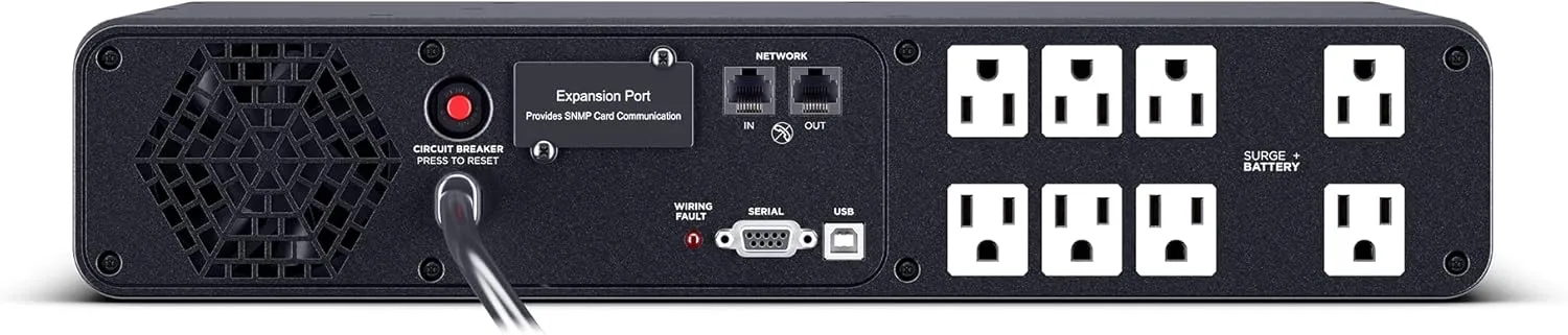 CyberPower CP1500PFCRM2U PFC Sinewave UPS System, 1500VA/1000W, 8 Outlets, AVR, Short Depth 2U Rackmount