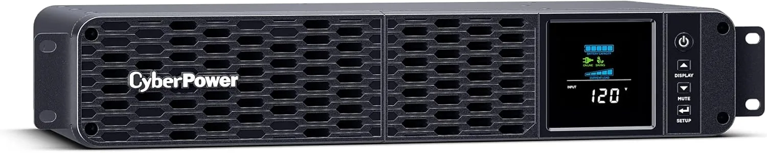 CyberPower CP1500PFCRM2U PFC Sinewave UPS System, 1500VA/1000W, 8 Outlets, AVR, Short Depth 2U Rackmount