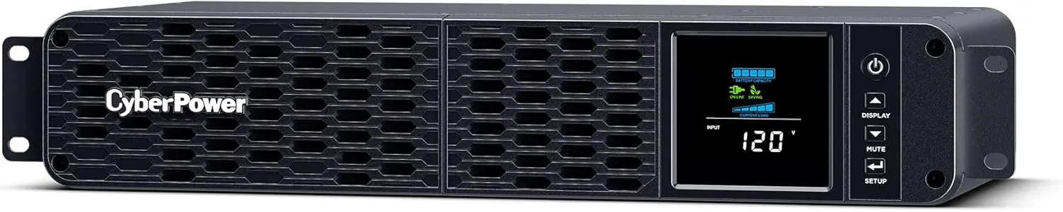 CyberPower CP1500PFCRM2U PFC Sinewave UPS System, 1500VA/1000W, 8 Outlets, AVR, Short Depth 2U Rackmount