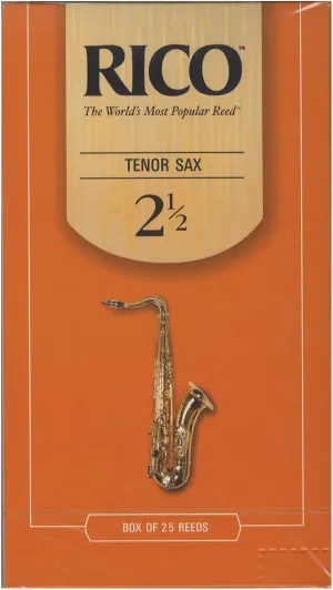 D'Addario Rico Tenor Saxophone Reeds, Strength 2.5 Pack of 25