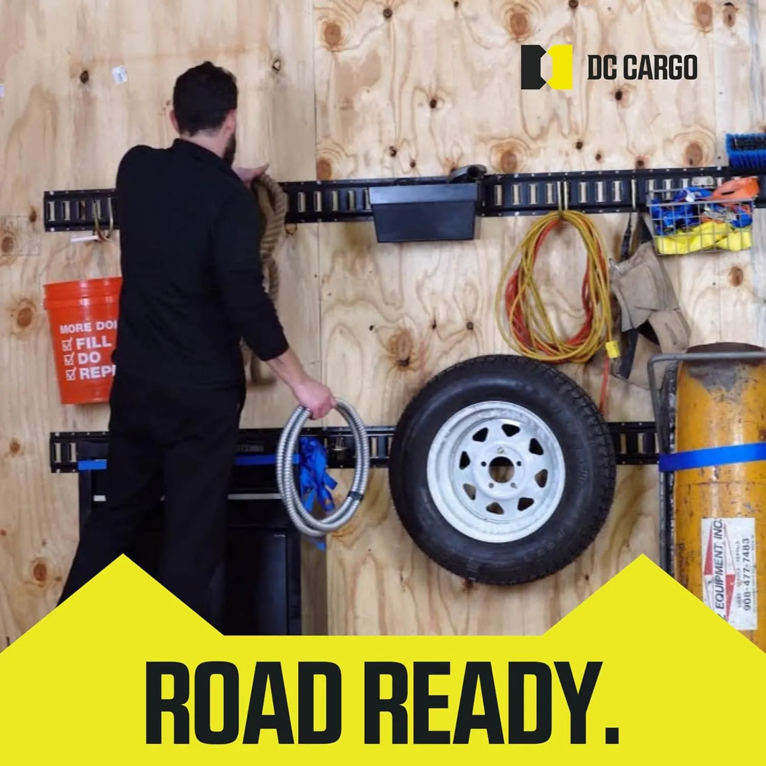 DC Cargo Mall Indoor E Track Tie Down Rail Kit 8' (4 Pack) for Garages, Vans, Trailers, Motorcycle Tie Downs, ATV Mountings - Powder-Coat Black - Secure Cargo & Heavy Loads Up to 2,000 lbs