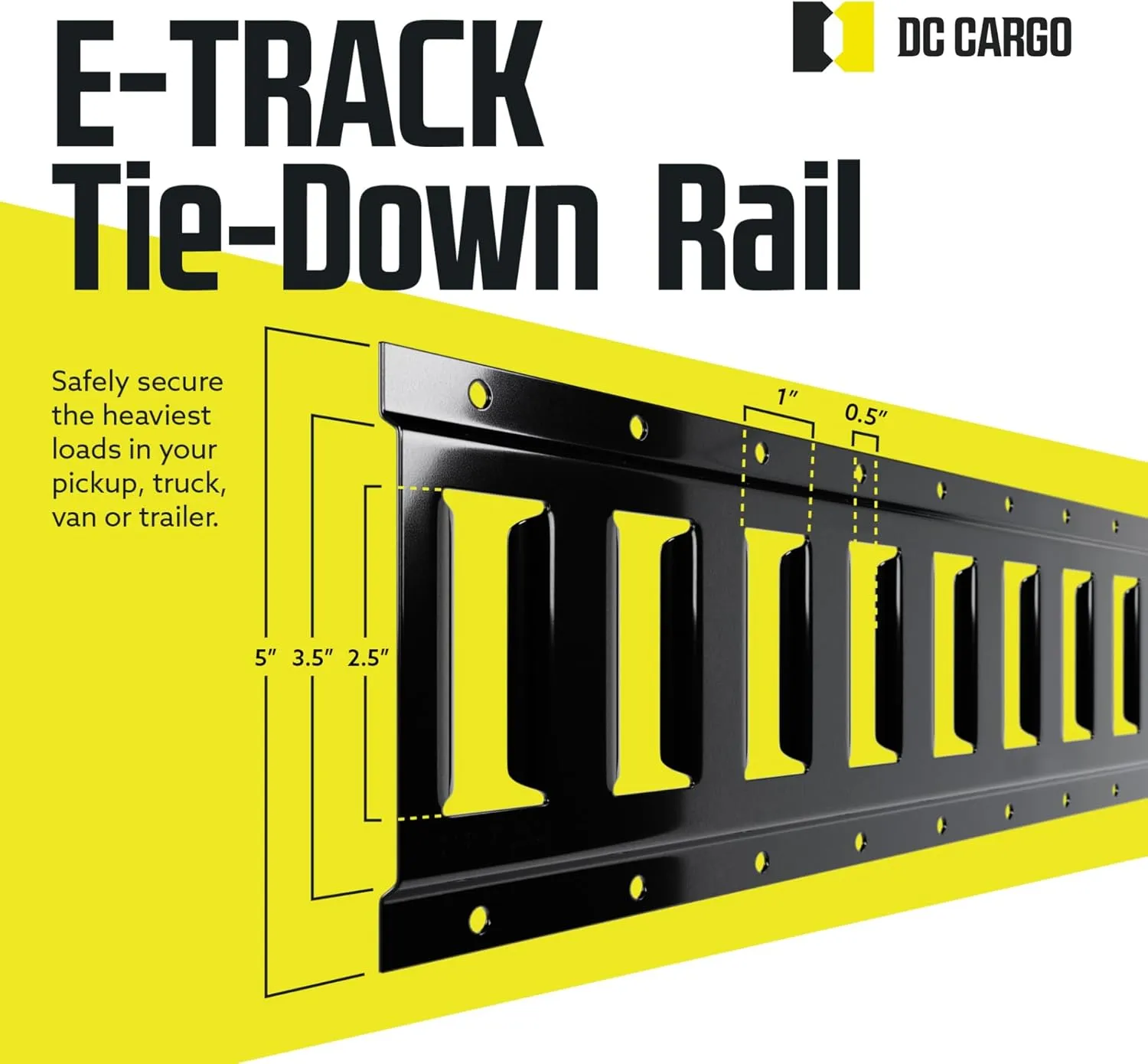 DC Cargo Mall Indoor E Track Tie Down Rail Kit 8' (4 Pack) for Garages, Vans, Trailers, Motorcycle Tie Downs, ATV Mountings - Powder-Coat Black - Secure Cargo & Heavy Loads Up to 2,000 lbs
